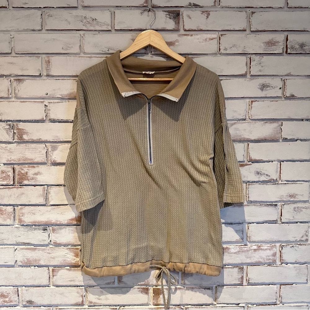 Pol Boho Color Block Waffle Pullover Size Large - image 1